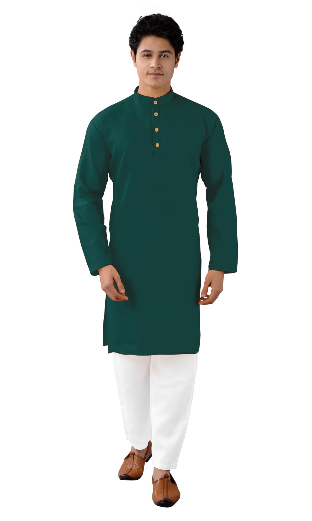 Chandrakala Men's Tunic Cotton Kurta Pajama Set Indian Casual Yoga Dress (MK101)