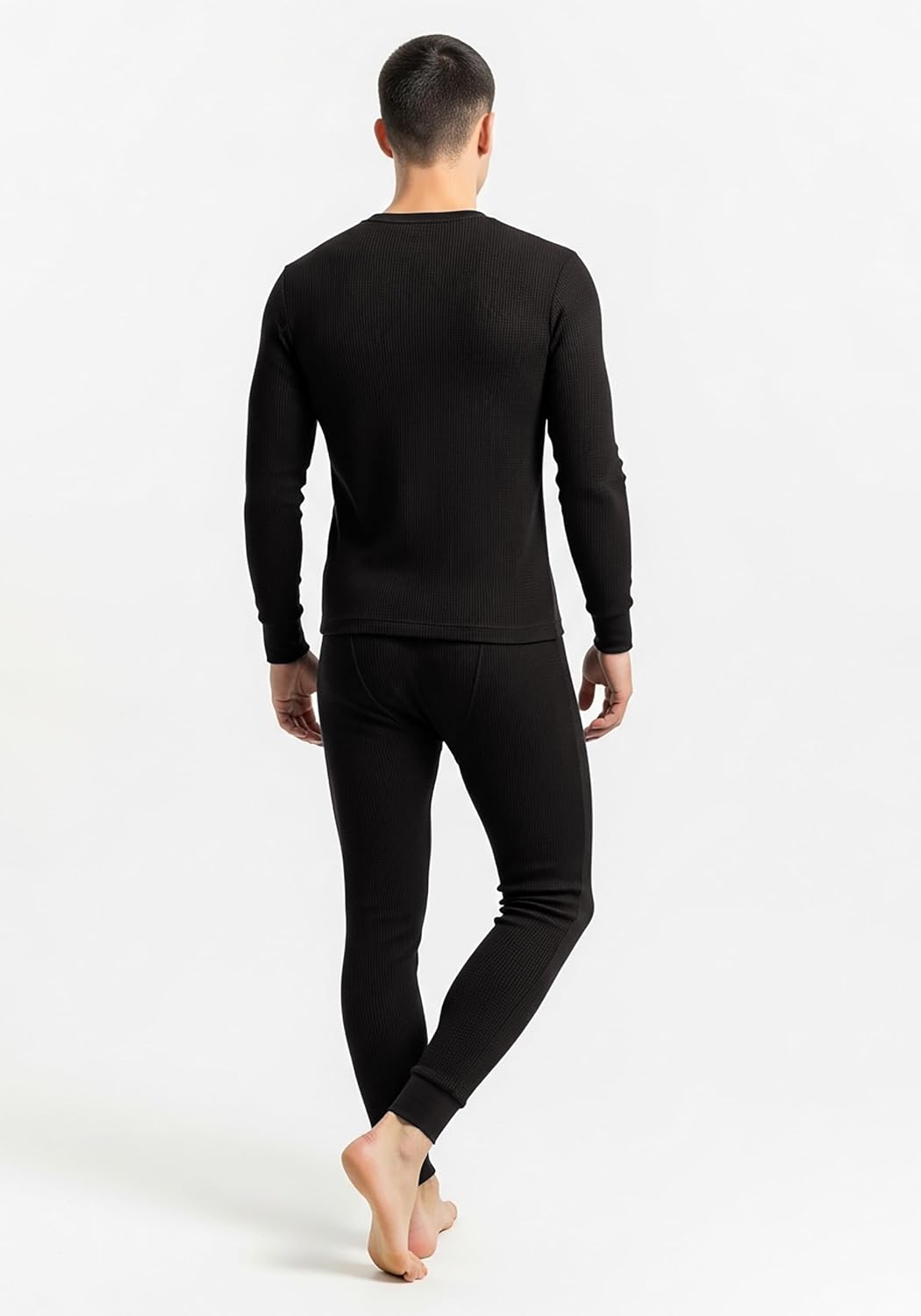 Andrew Scott Men's Traditional Waffle Thermal Top & Bottom Set | Cotton Blend Base Layer Shirt -Long John Underwear