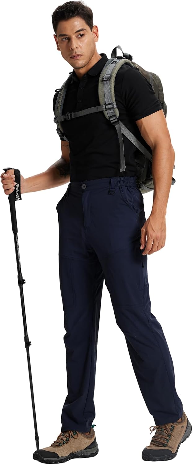 Mens Hiking Cargo Work Nylon Pants - Water & Wear Resistant Breathable Lightweight Stretch Quick Dry - EDC with 6 Pocket