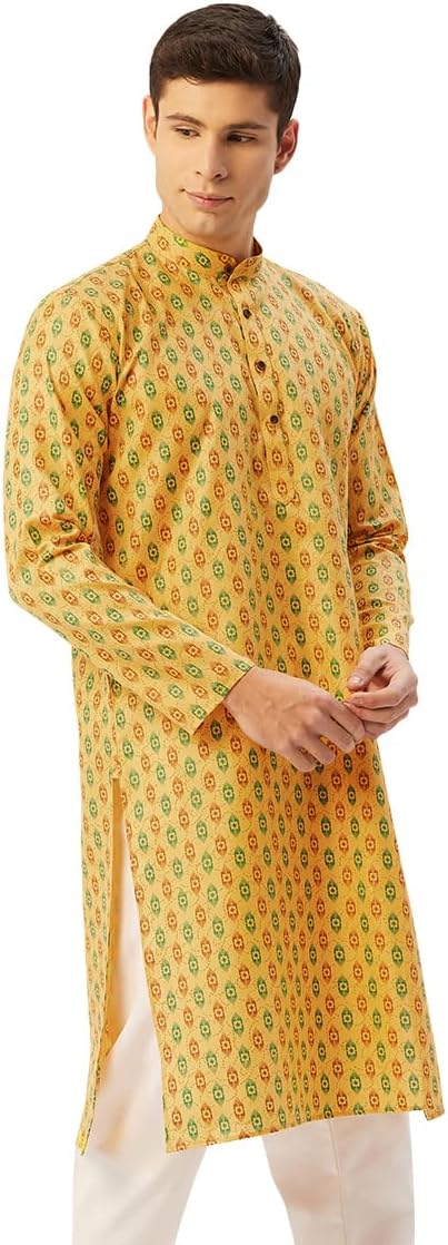 Maple Clothing Kurta Pajama Printed Cotton Indian Apparel for Men Bollywood Outfit