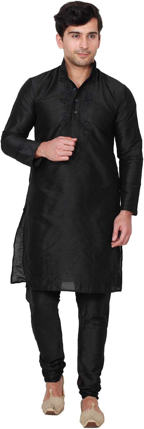 Maple Clothing Men's Art Silk Indian Kurta Set Wedding Wear Clothing