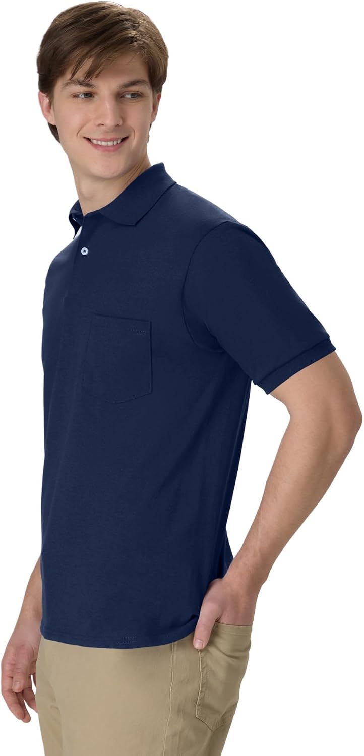 Hanes Men's Short Sleeve Jersey Pocket Polo (Pack of 2)