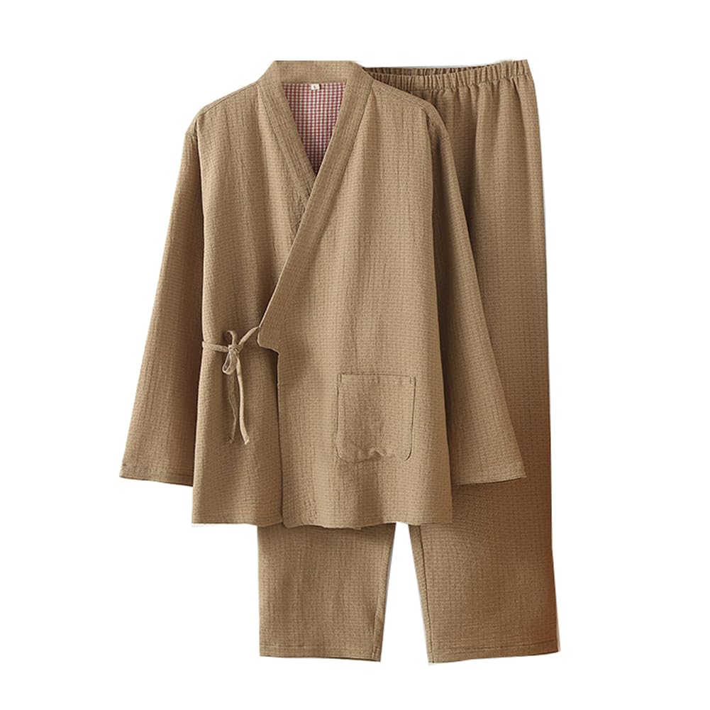 Men's Japanese Kimono Pajamas Crepe Nightwear