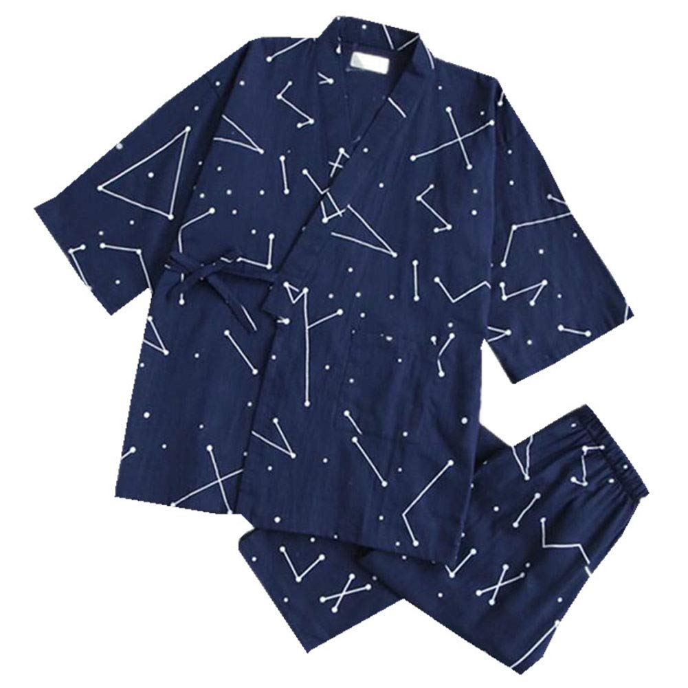 Men's Japanese Kimono Cotton Pajamas Suit