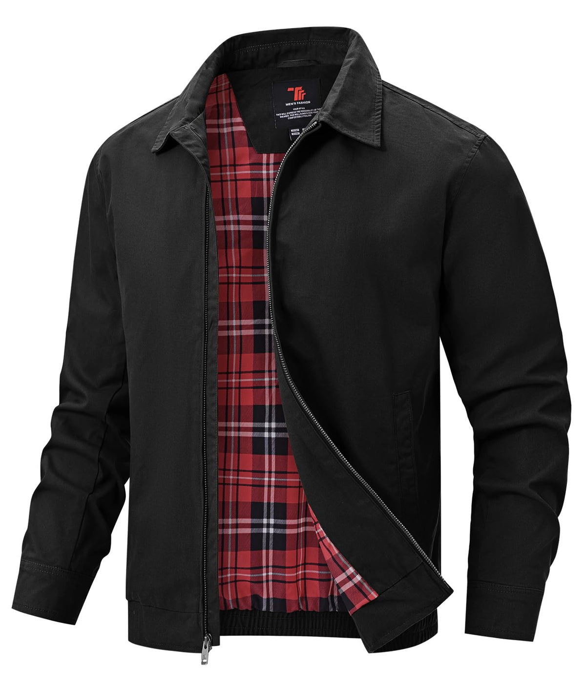 TBMPOY Men's Casual Cotton Jacket Lightweight Full Zip Canvas Lapel Jackets Business Work Windbreaker with 3 Pockets
