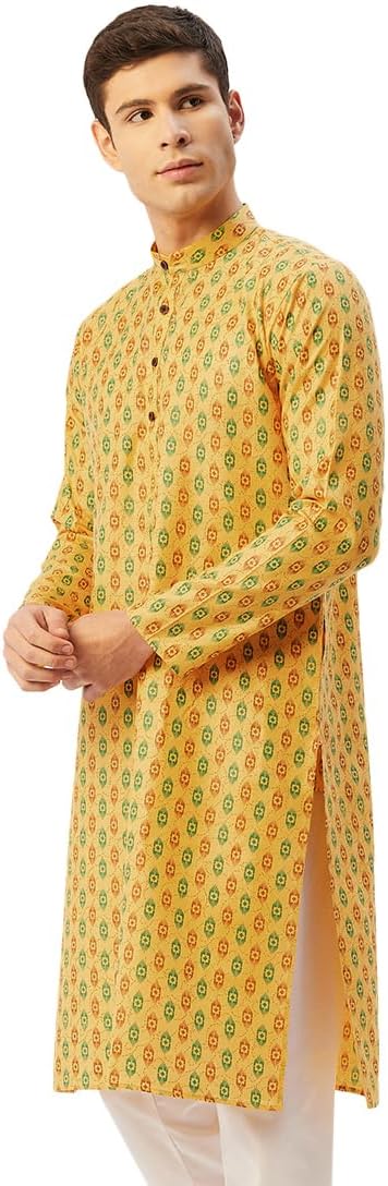 Maple Clothing Kurta Pajama Printed Cotton Indian Apparel for Men Bollywood Outfit