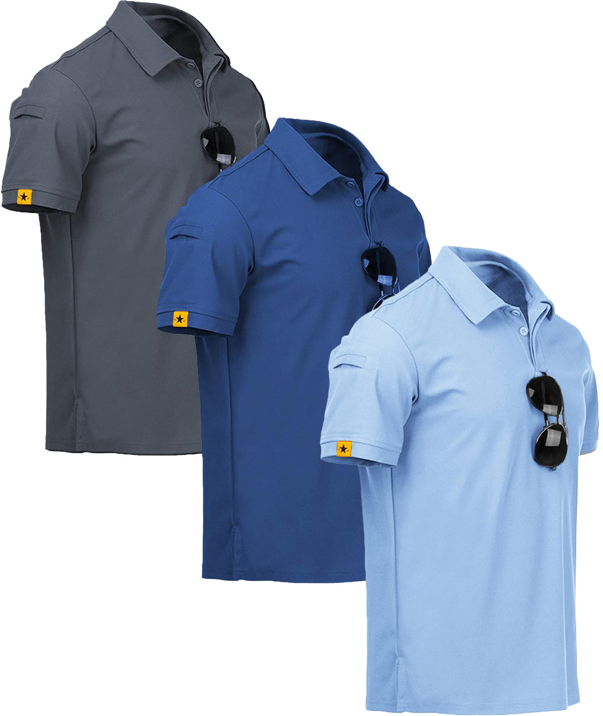 V VALANCH 3/4 Pack Polo Shirts for Men Short Sleeve Golf Tennis Work