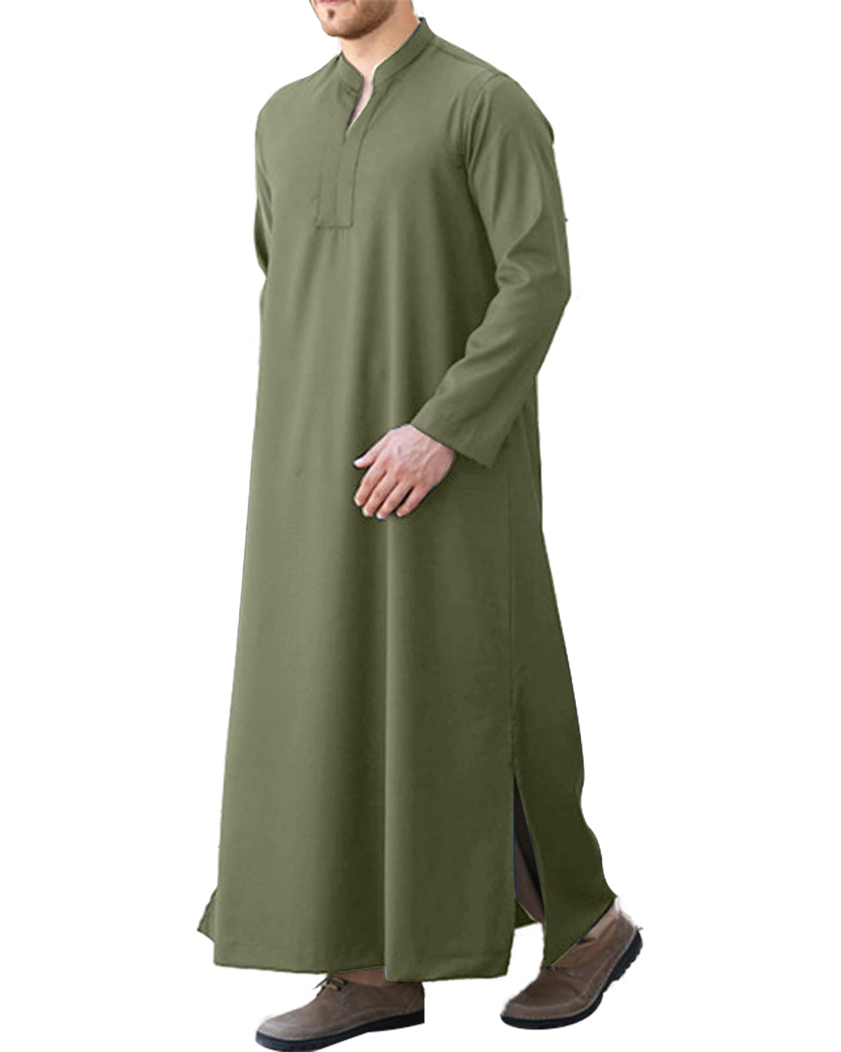 LVCBL Kaftan Thobe for Men Big And Tall Muslim Robe Mens Long Sleeve Caftan