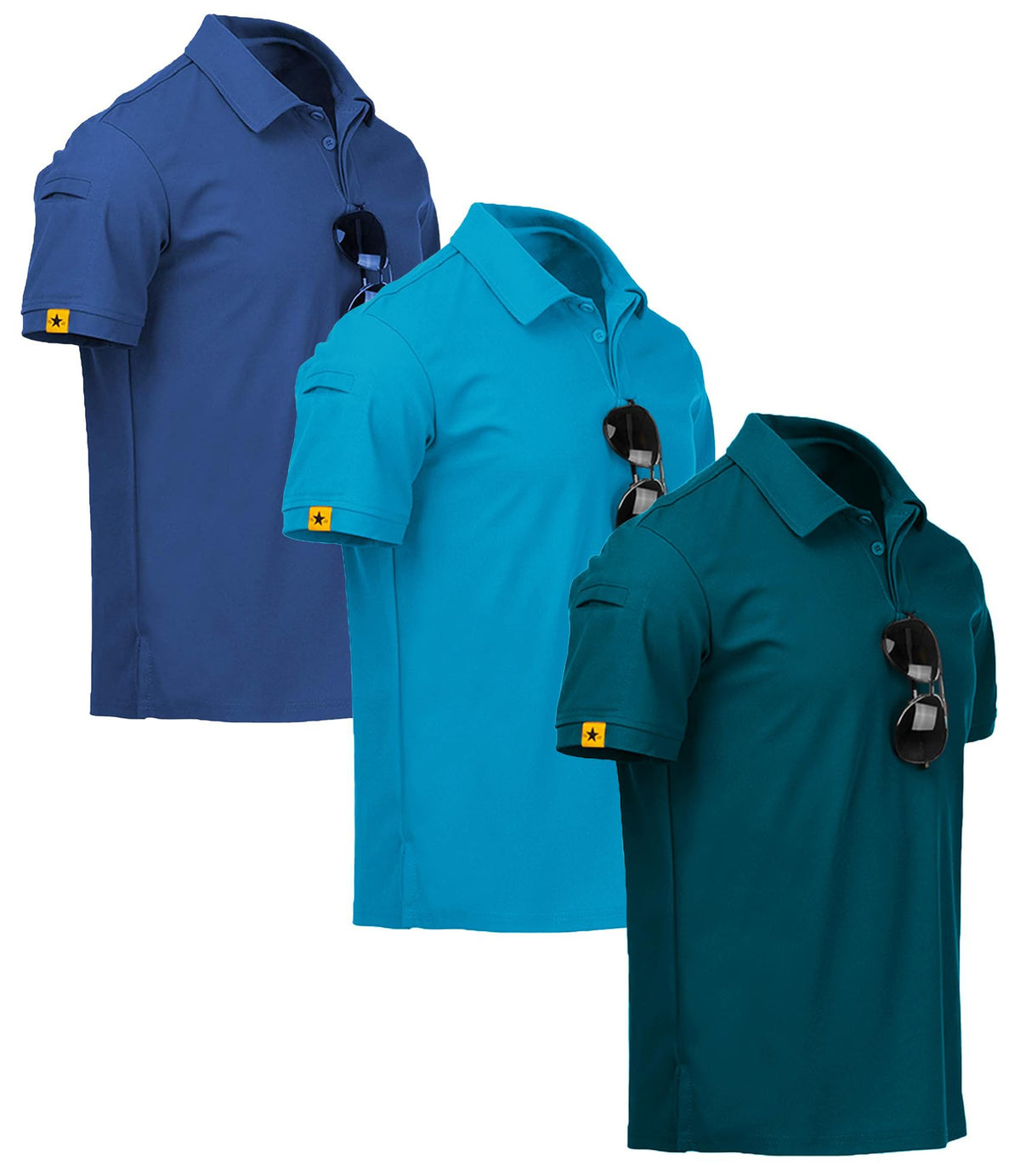 V VALANCH 3/4 Pack Polo Shirts for Men Short Sleeve Golf Tennis Work