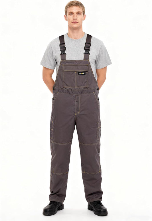Men's Bib Overalls Sturdy Canvas Work Overalls with Knee Pad Pockets