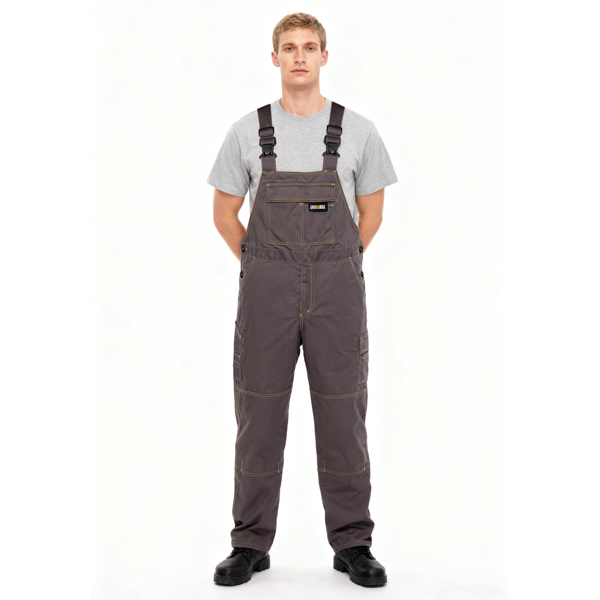 Men's Bib Overalls Sturdy Canvas Work Overalls with Knee Pad Pockets