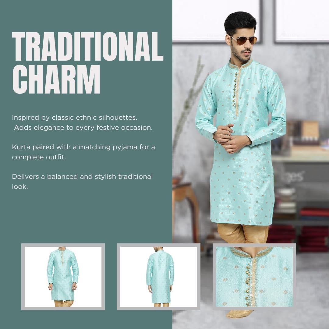 Pro-Ethic Style Developer Men's Silk Printed Kurta Set