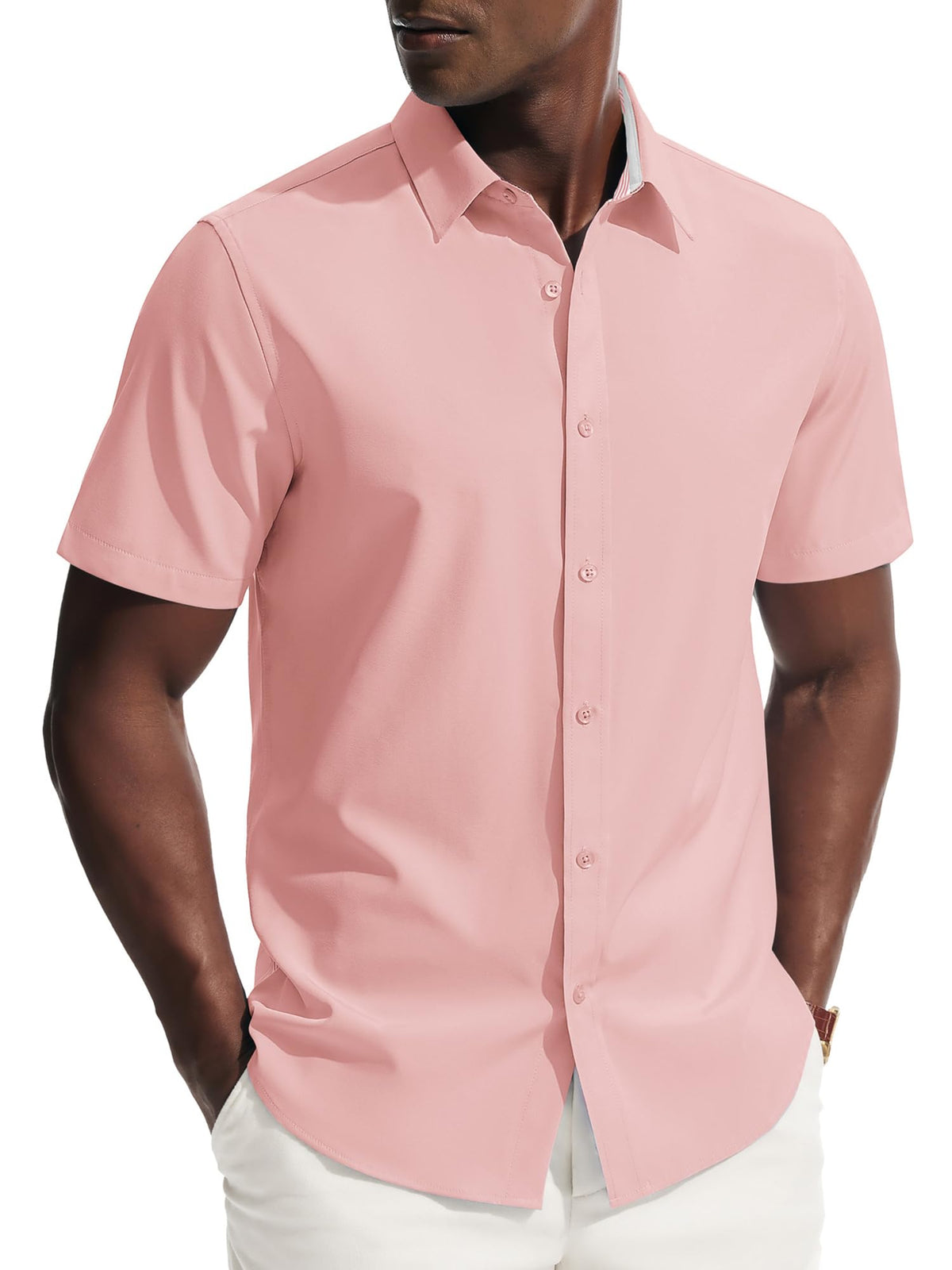 PJ PAUL JONES Mens Short Sleeve Dress Shirts Wrinkle Free Button Down Shirt