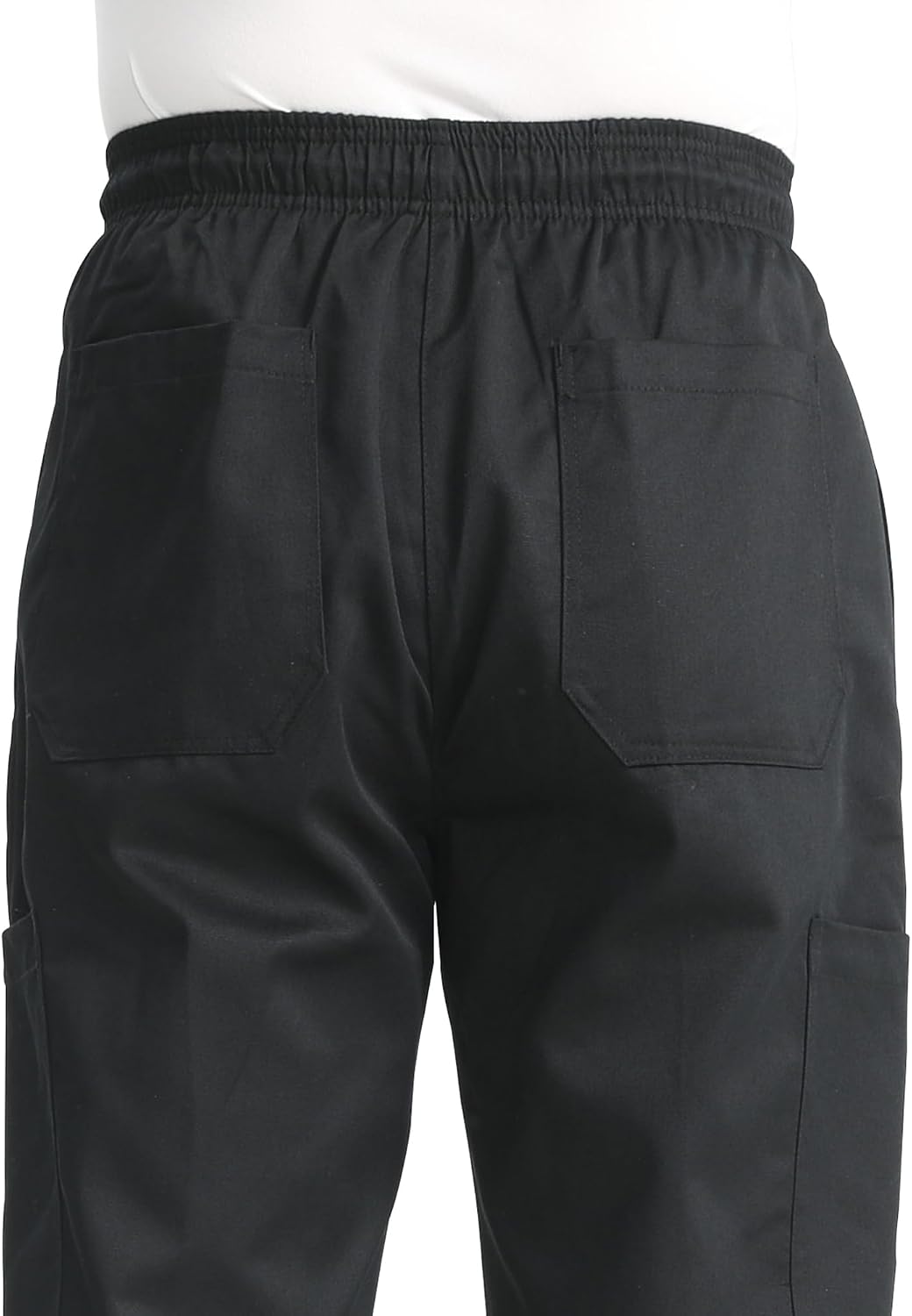 KITCHIEF Men's Baggy Chef Pants Black Cargo Pants for Men Chef Server Work Pants for Kitchen & Restaurant - Drawstring Waist