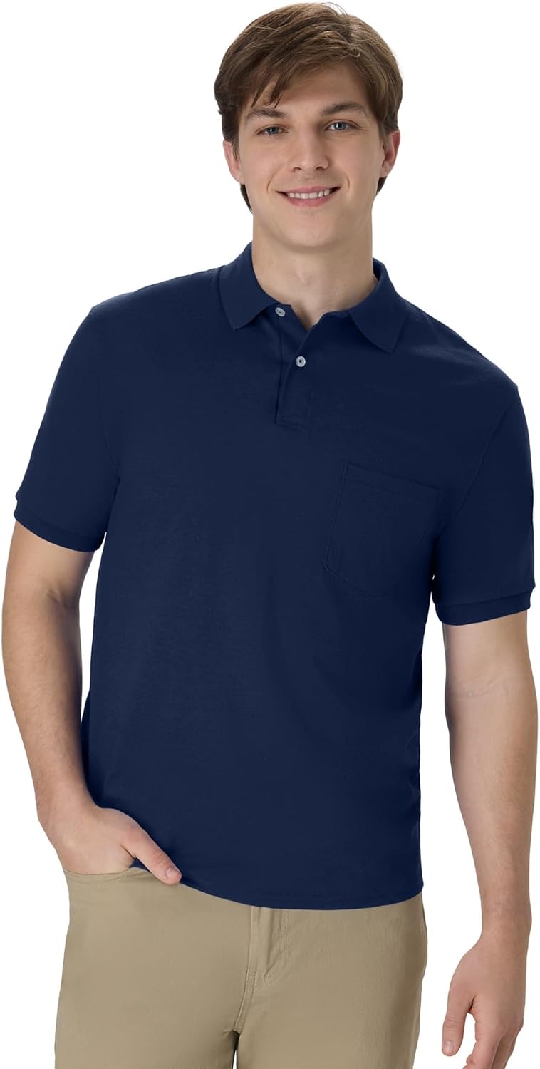 Hanes Men's Short Sleeve Jersey Pocket Polo (Pack of 2)