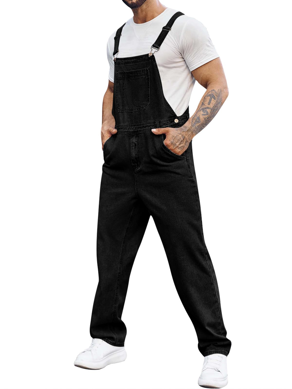 Runcati Men's Denim Bib Overall Jean Romper