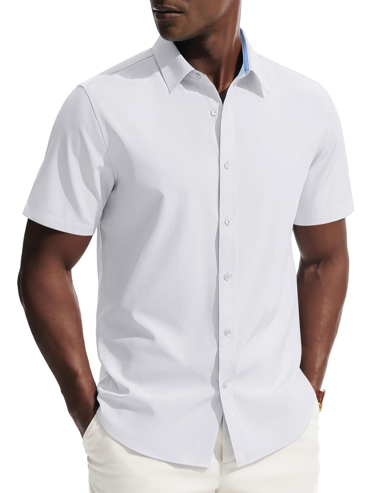 PJ PAUL JONES Mens Short Sleeve Dress Shirts Wrinkle Free Button Down Shirt