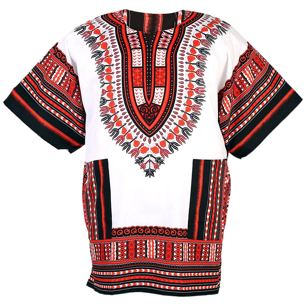CHAINUPON African Dashiki Cotton Shirt Men Women Festival Boho Hippie 60's 70's Bohemian