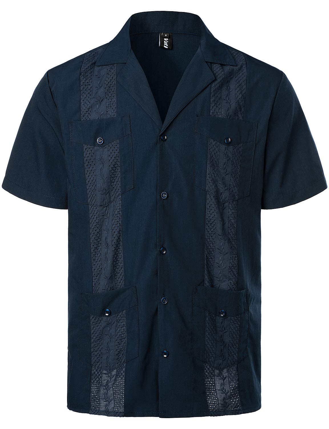 VATPAVE Mens Short Sleeve Button Down Cuban Guayabera Shirts