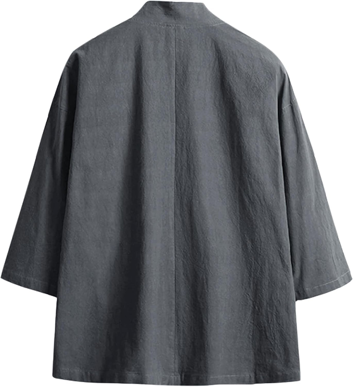 Haseil Men's Kimono Cardigan Japanese Jackets Casual Cotton 3/4 Sleeve Shirt Open Front Coat Lightweight Linen Outwear