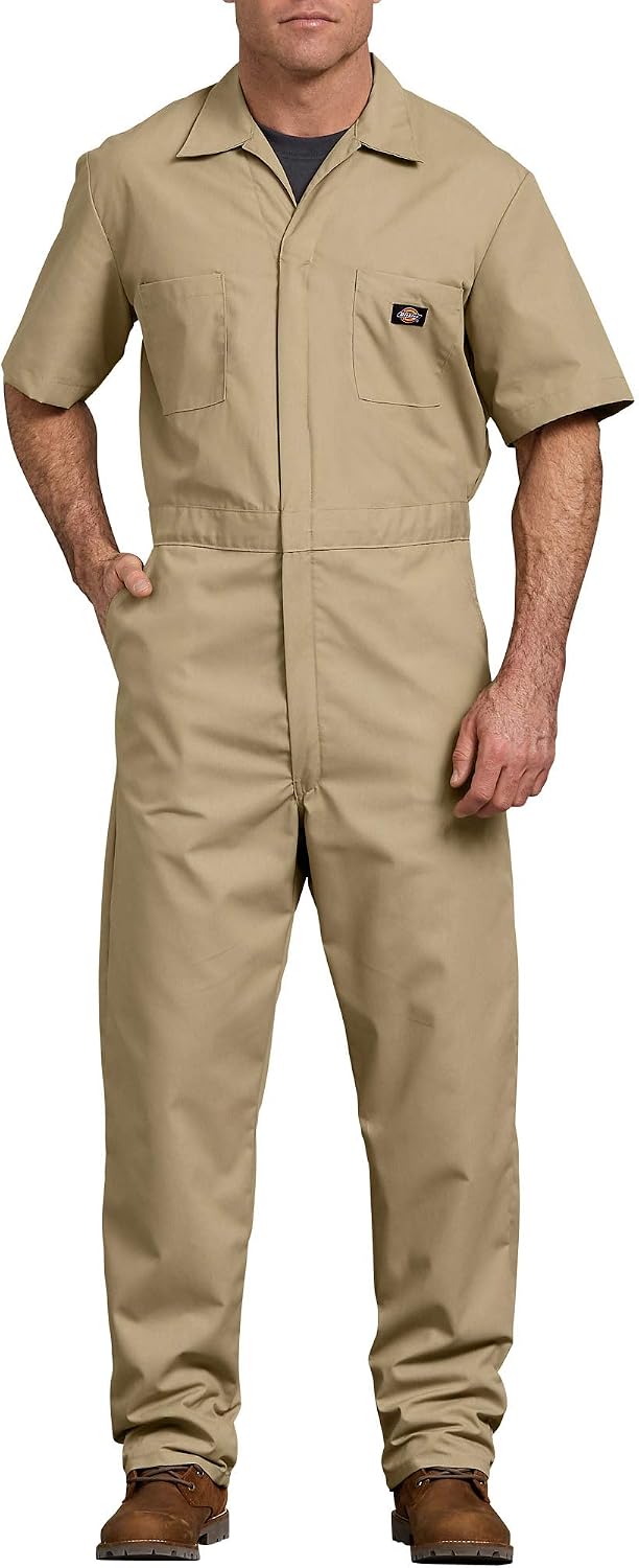 Dickies Men's Short Sleeve Coverall – Zipper Front Work Jumpsuit for Mechanics, Industrial Overall Uniform