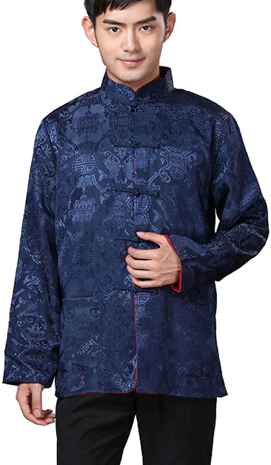 Chinese Traditional Tai Chi Uniform Long Sleeve Top Kungfu Shirt Tang Suit for Men