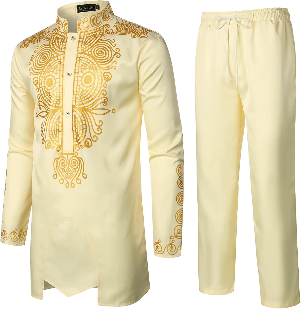 LucMatton Men's African Attire 2 Piece Dashiki Outfit