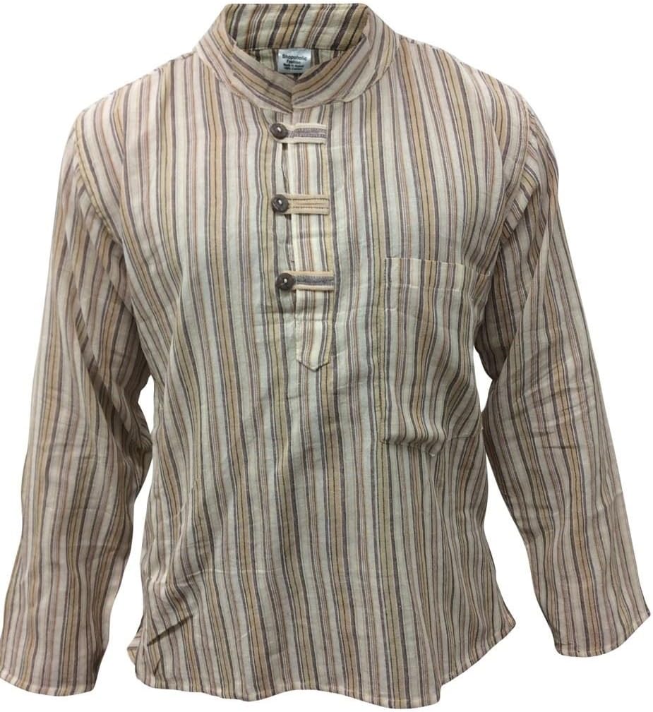 Shopoholic Fashion Mens Striped Grandad Shirt