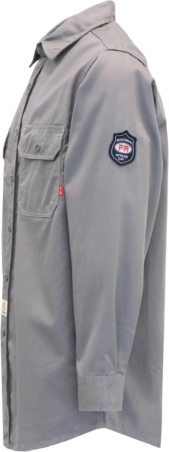 BOCOMAL Men's FR Shirts 6.25oz Lightweight Flame Resistant Welding Workwear