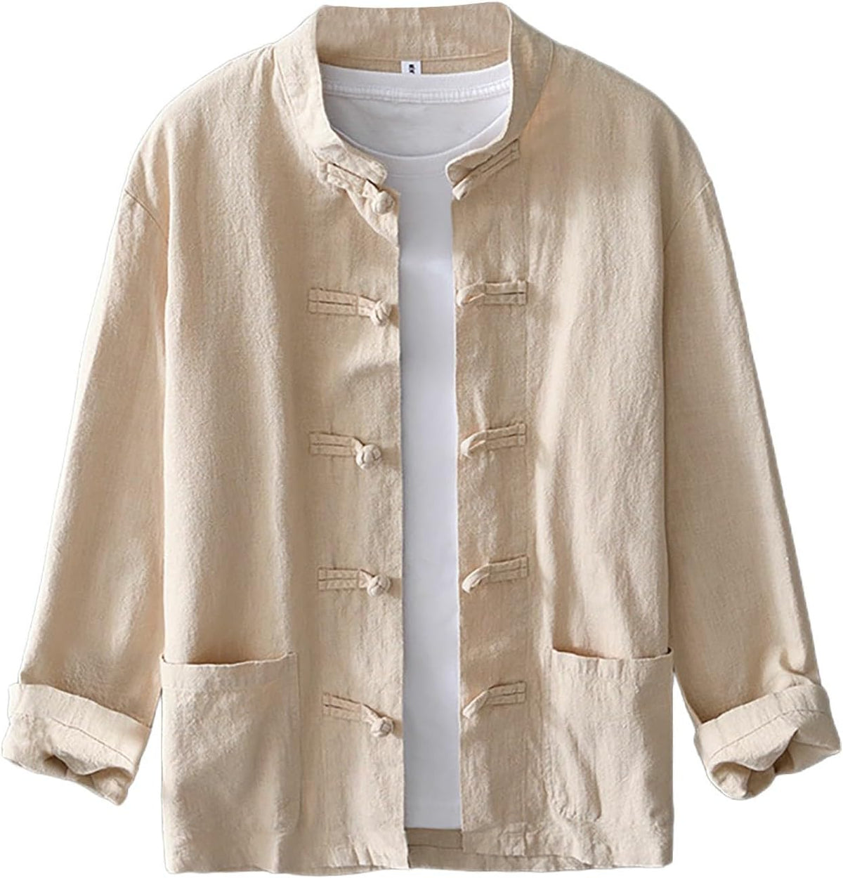 Men's Shirt Tang Suit Shirt Long Sleeve Traditional Kung Fu Uniform Chinese Frog Buttons Lightweight Jacket Summer