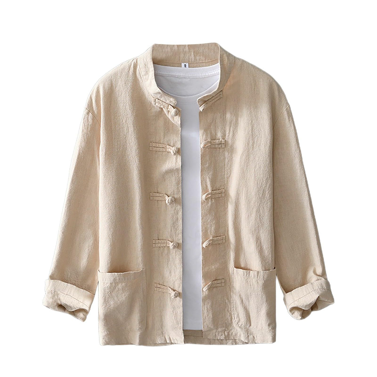 Men's Shirt Tang Suit Shirt Long Sleeve Traditional Kung Fu Uniform Chinese Frog Buttons Lightweight Jacket Summer
