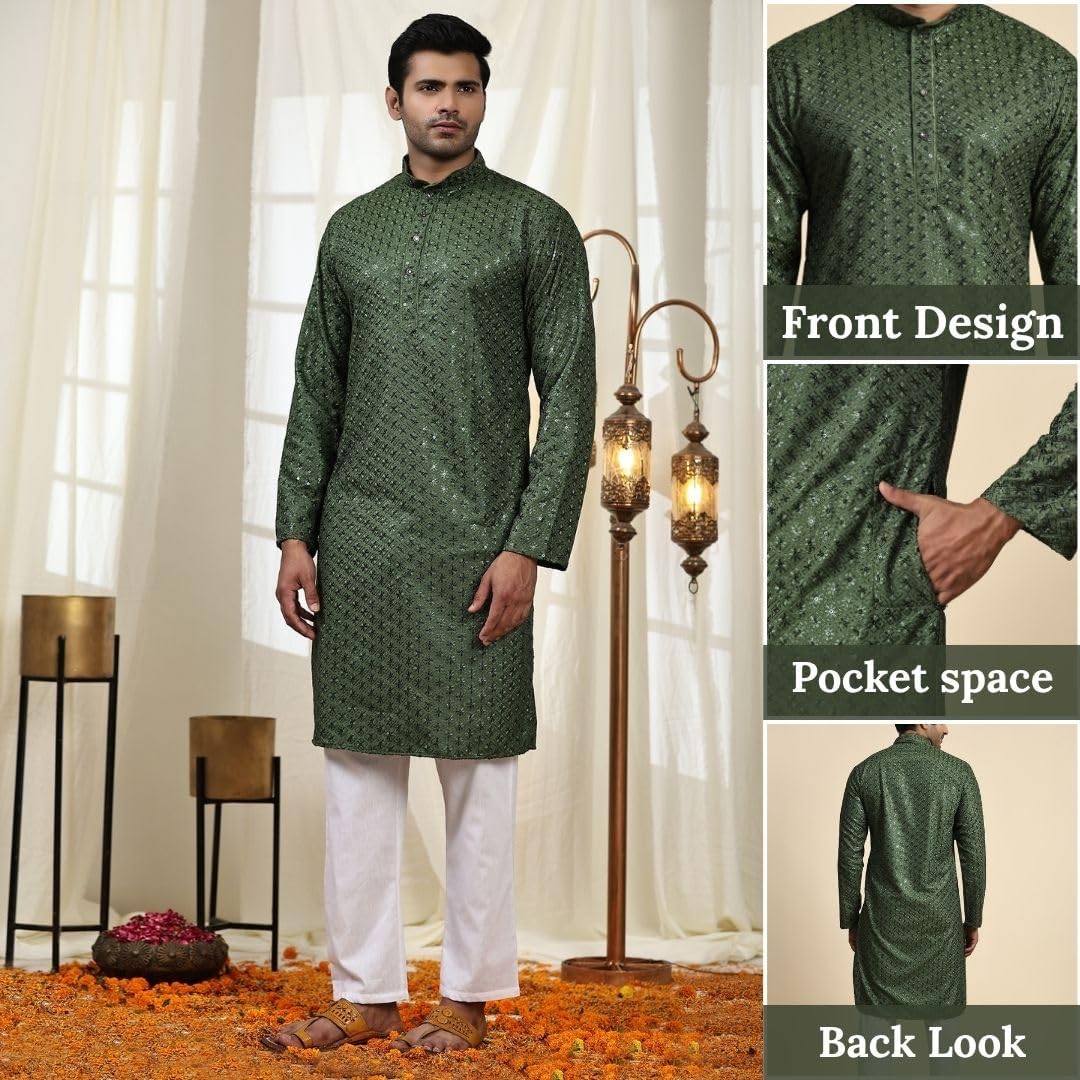 Pro-Ethic Style Developer Mens Indian Traditional Cotton Kurta Sets, Men Kurta Set Indian Wedding Dress (A-117)