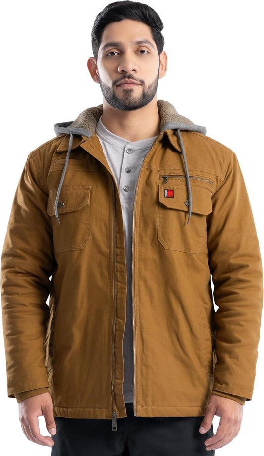 Wrangler Men's Quilted Lined Jacket With Sherpa Hood