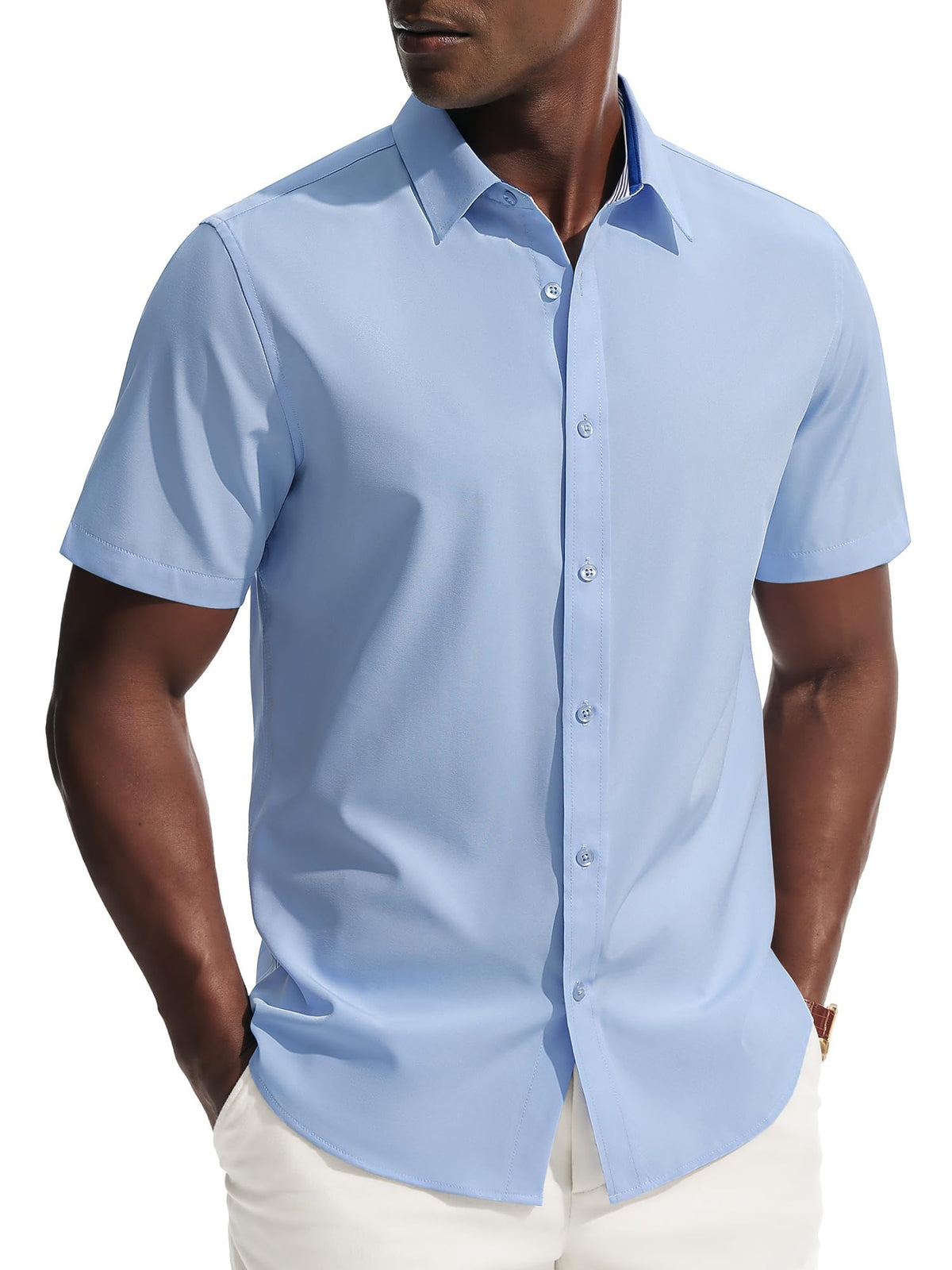 PJ PAUL JONES Mens Short Sleeve Dress Shirts Wrinkle Free Button Down Shirt