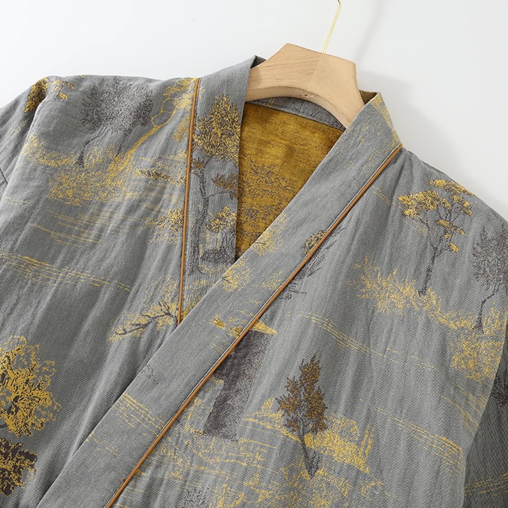 Men's Japanese Kimono Pajamas Crepe Nightwear