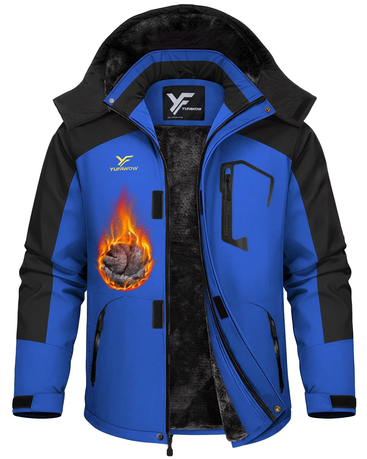 Men Winter Jacket Waterproof Windbreaker Warm Fleece Lined for Winter Outdoor Work Sports Skiing Snowboard Camping Hiking