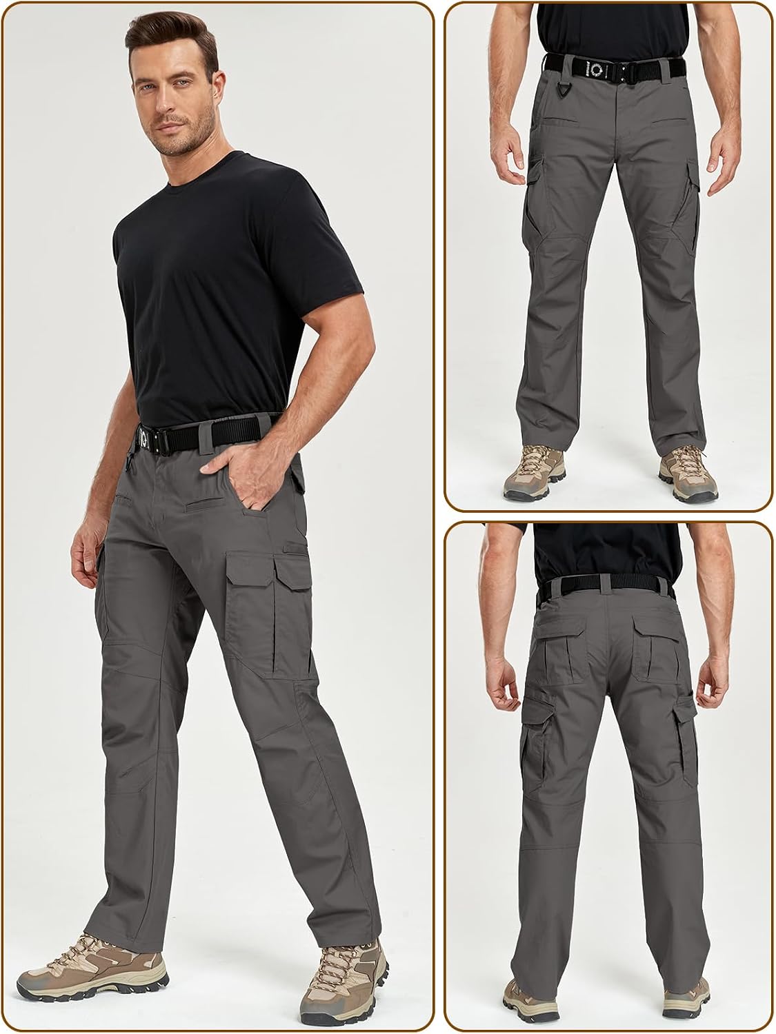 CARWORNIC Men's Stretch Cargo Work Pants Flex Ripstop Water Resistant Utility Tactical Hiking Pants with 12 Pockets