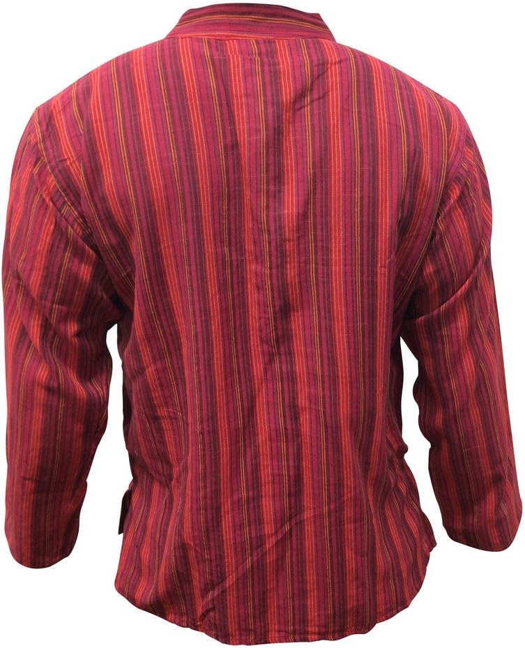 Shopoholic Fashion Mens Striped Grandad Shirt