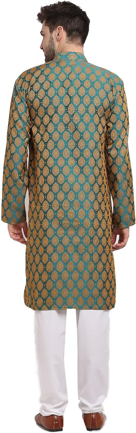 Maple Clothing Poly Silk Kurta Pajama for Men Indian Wedding Party Outfit Guest Wear