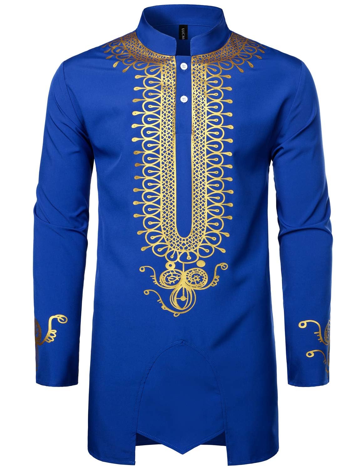 LucMatton Men's African Attire Dashiki Long Sleeve Shirts