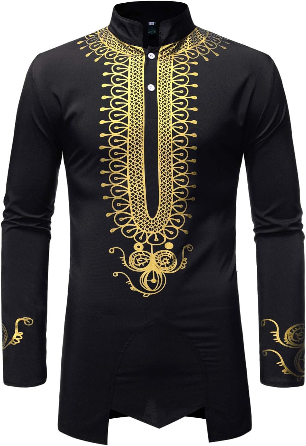 LucMatton Men's African Attire Dashiki Long Sleeve Shirts