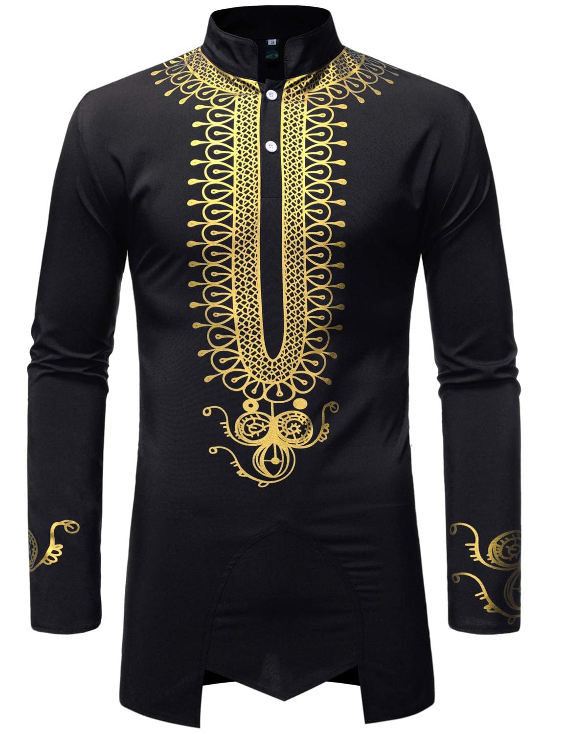 LucMatton Men's African Attire Dashiki Long Sleeve Shirts