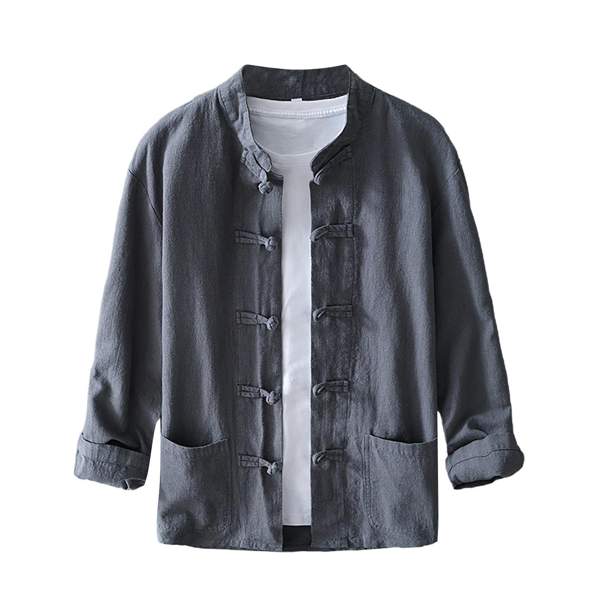 Men's Shirt Tang Suit Shirt Long Sleeve Traditional Kung Fu Uniform Chinese Frog Buttons Lightweight Jacket Summer
