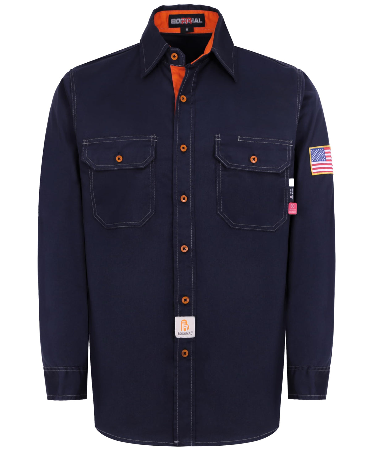 BOCOMAL FR Shirts for Men Button Down Lightweight Contrast Welding Workwear