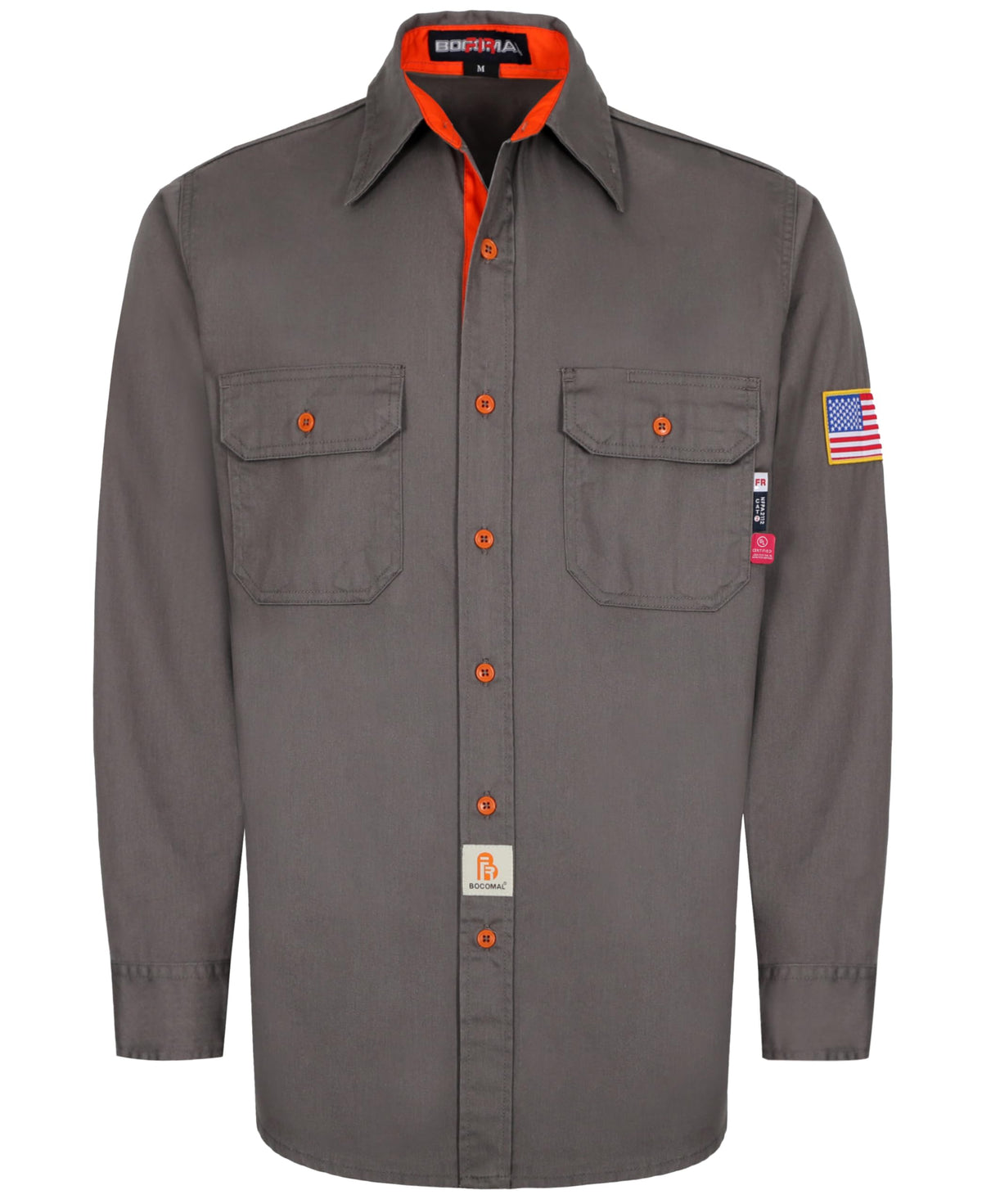 BOCOMAL FR Shirts for Men Button Down Lightweight Contrast Welding Workwear