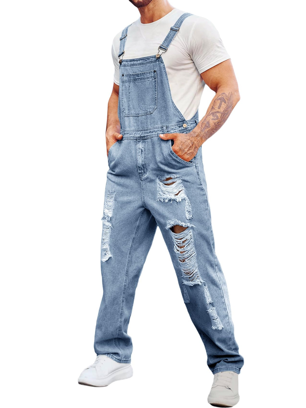 Runcati Men's Denim Bib Overall Jean Romper