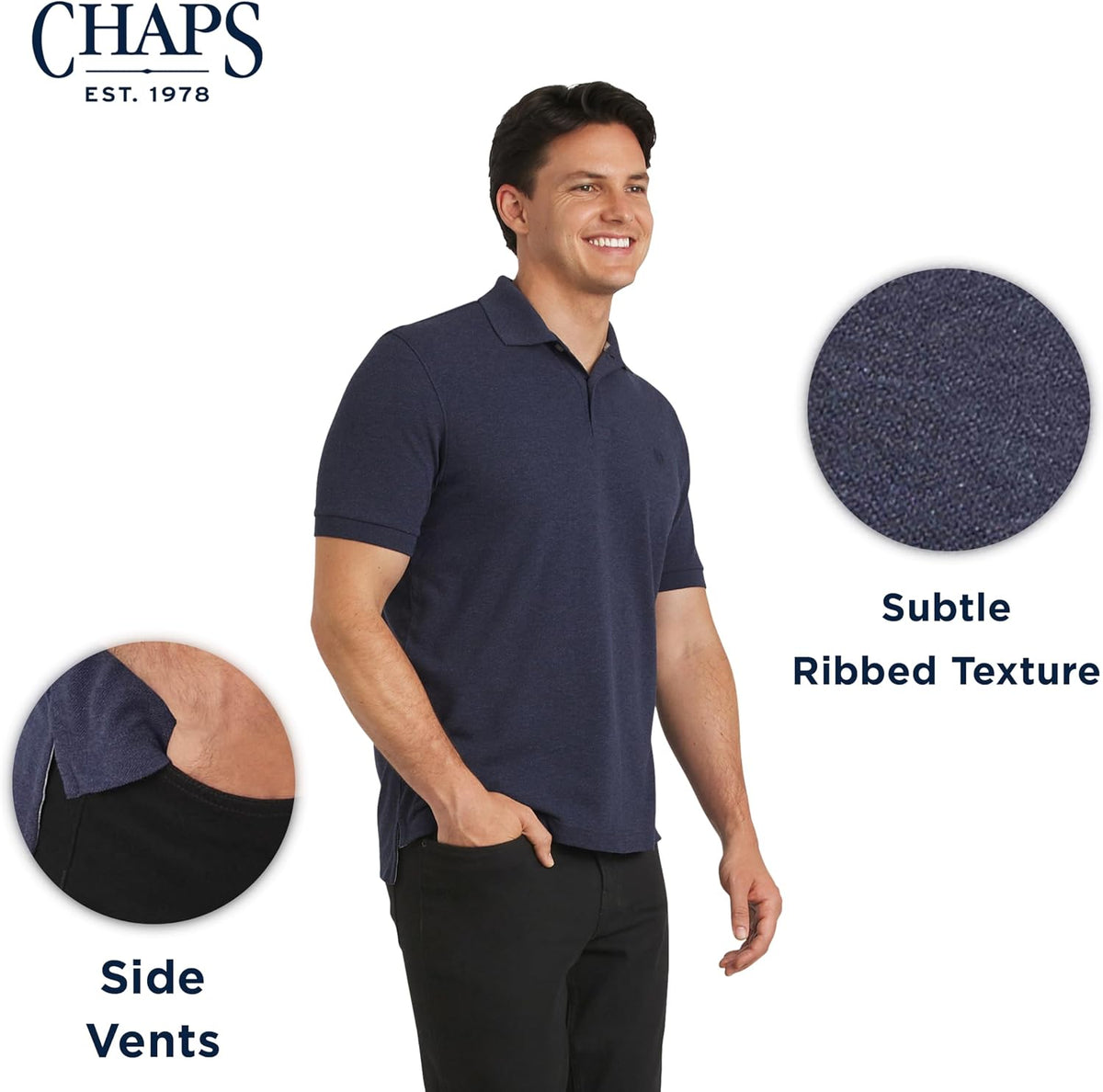 Chaps Men's Everyday Casual Classic Fit Stretch Pique Polo Shirt (S-2XL)