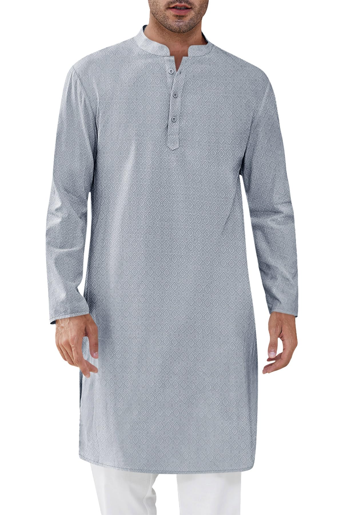 Runcati Mens Kurta Thobe Textured Henley Shirt