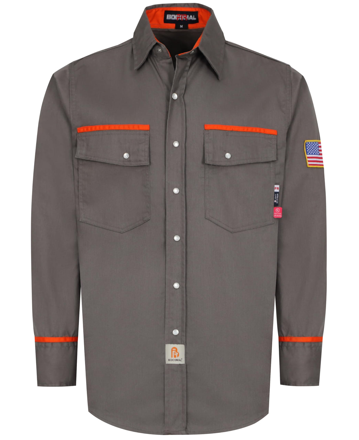 BOCOMAL FR Shirts for Men Button Down Lightweight Contrast Welding Workwear