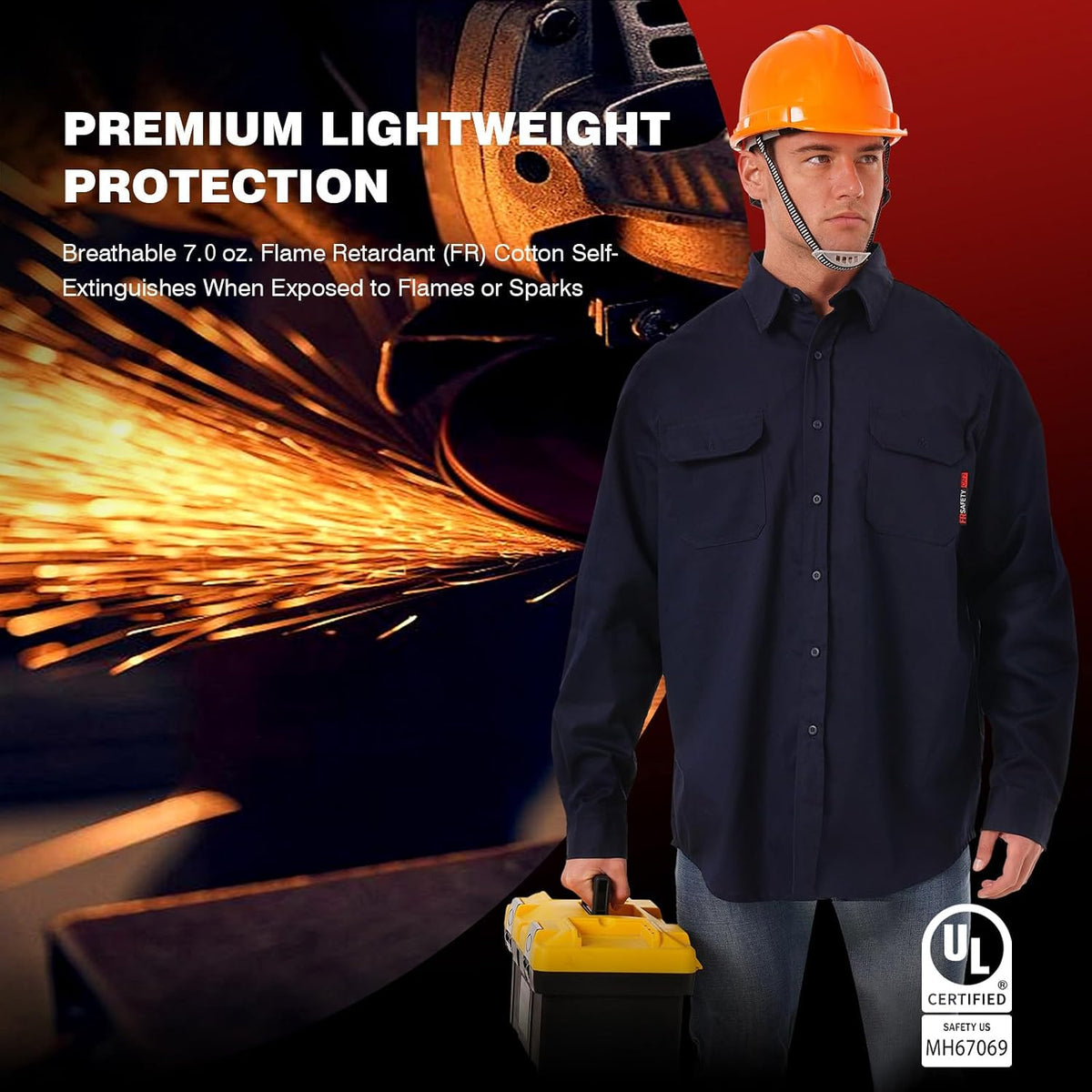 SKSAFETY FR Shirts for Men, 7 oz Flame Resistant Welding Work Shirt